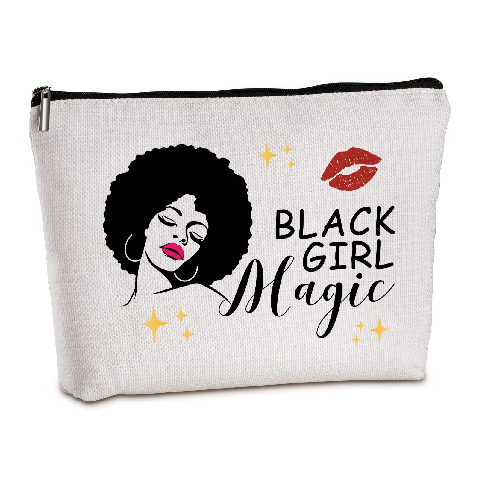 Black Magic Makeup Travel Bag - African American Melanin Gifts for Women - Inspirational Birthday, Christmas & Retirement Gifts for Sister, Friend, Aunt & Mom - Perfect for Travel, Cosmetics Storage & Special Occasions