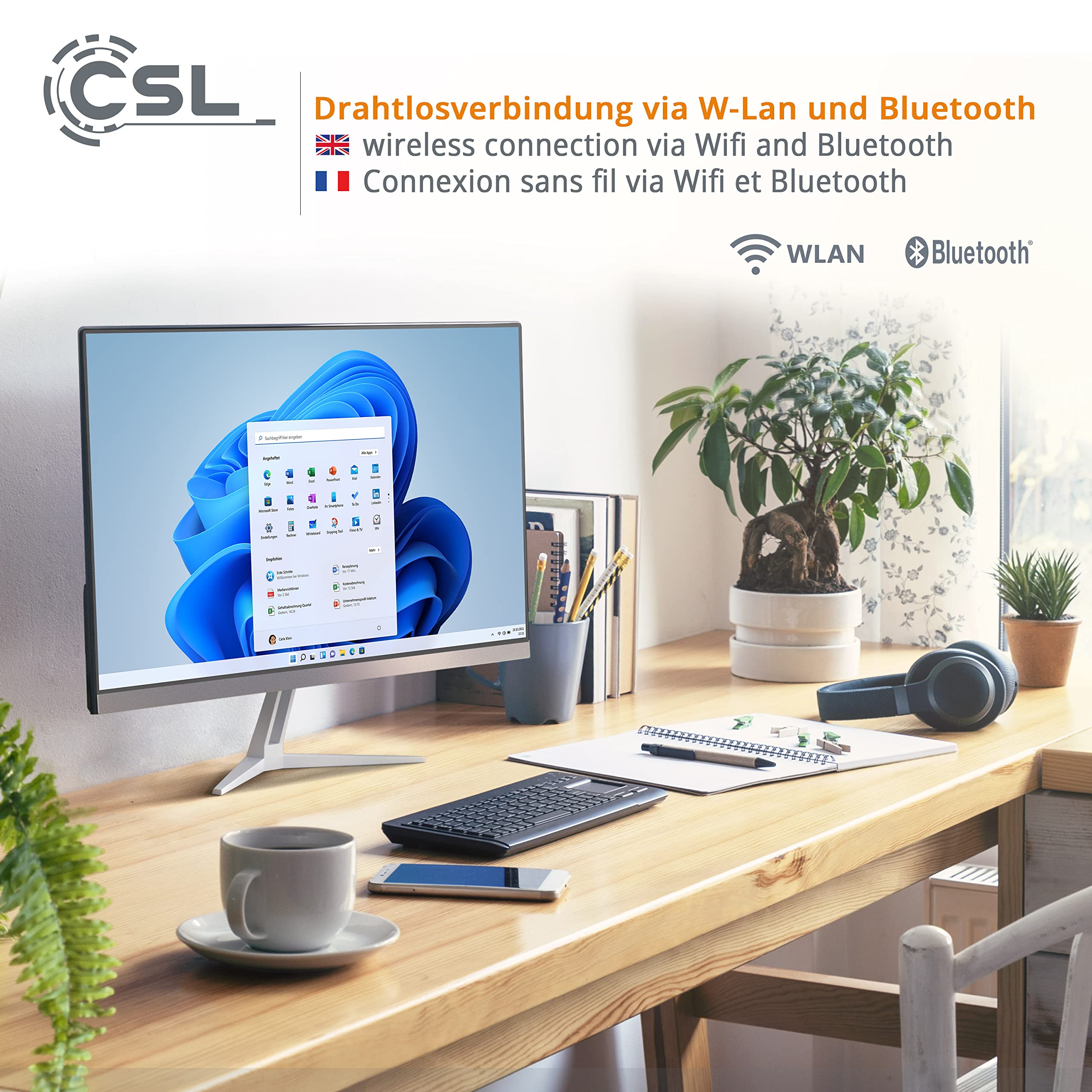 CSL Unity F27W-JLS 27-inch All-in-One PC - Intel Celeron N5100 Quad-Core, 32GB DDR4 RAM, 1TB SSD, Full HD 1080p Display, Windows 10 Home (White) - Perfect for Home Office, Business Workstations & Family Entertainment