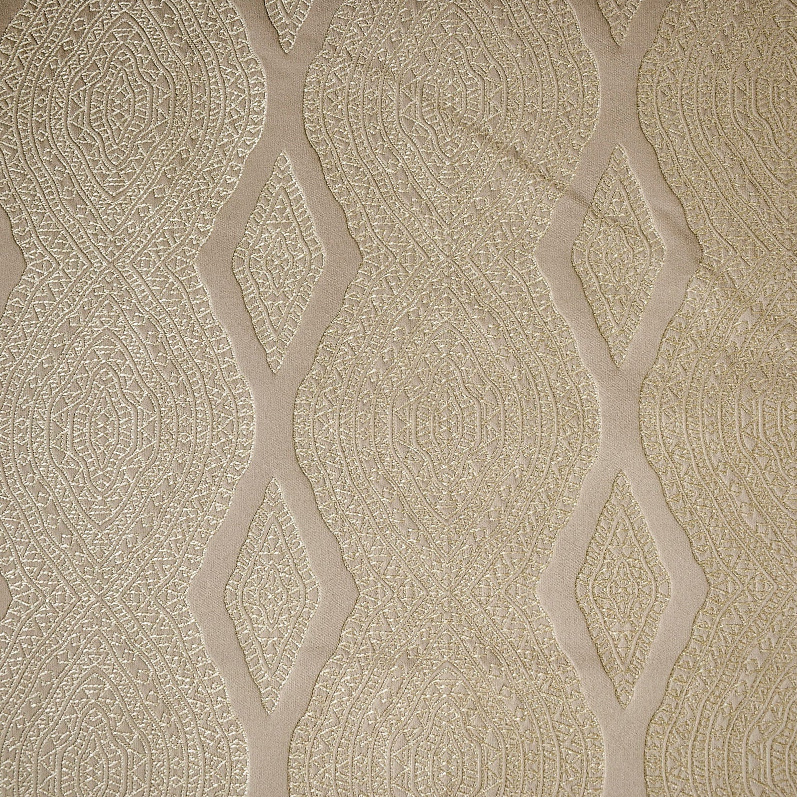 Beige Geometric Embroidered Fabric by the Yard - Premium Cotton Material for DIY Crafts, Home Decor & Upholstery Projects - Perfect for Pillows, Curtains and Quilting