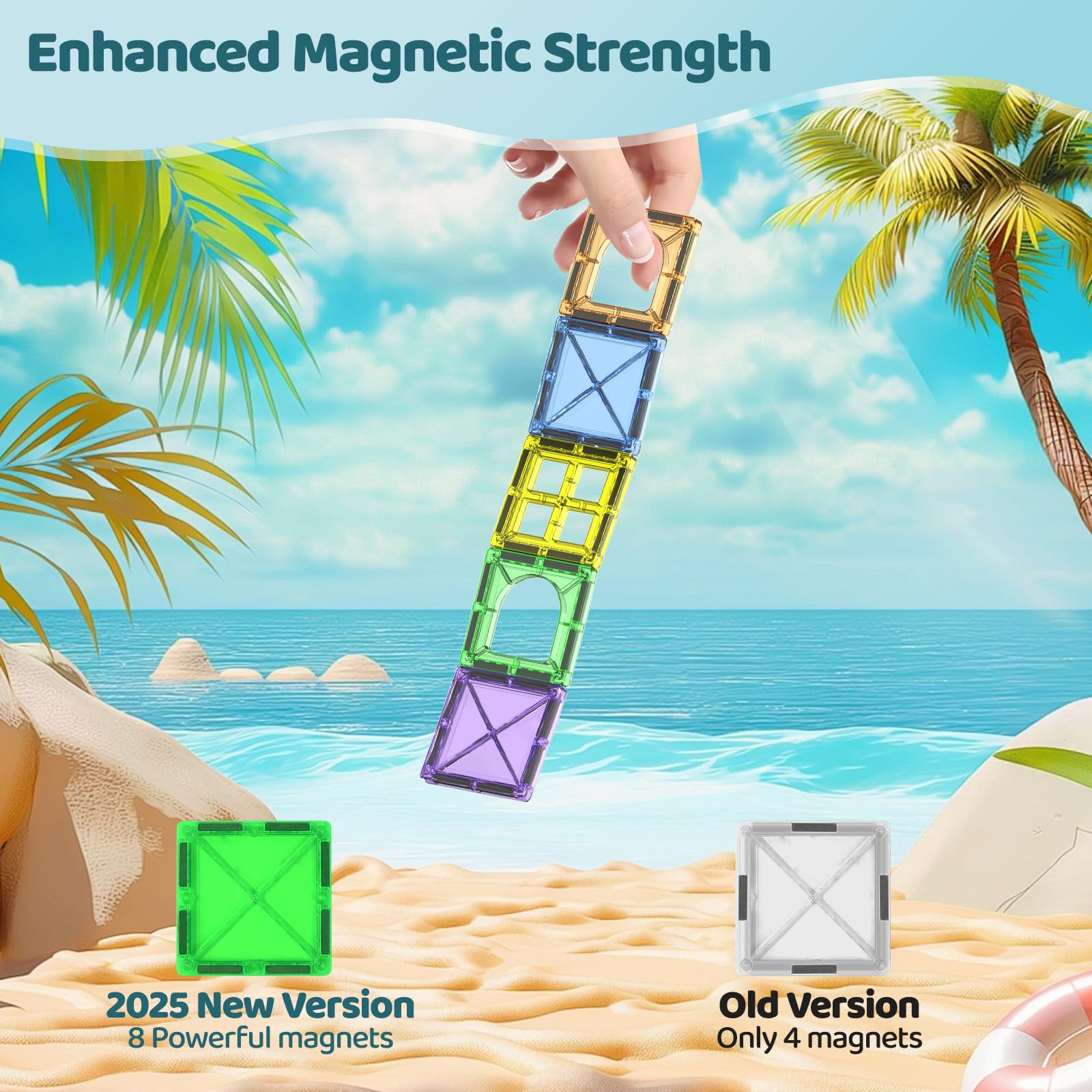 Crenova Mini Magnetic Tiles for Kids - 100pcs STEM Building Blocks | Educational Construction Toys for Toddlers Ages 3+ | Preschool Learning Games for Boys & Girls | Perfect for Home, Classroom & Travel Play | Great Birthday & Easter Gift Idea