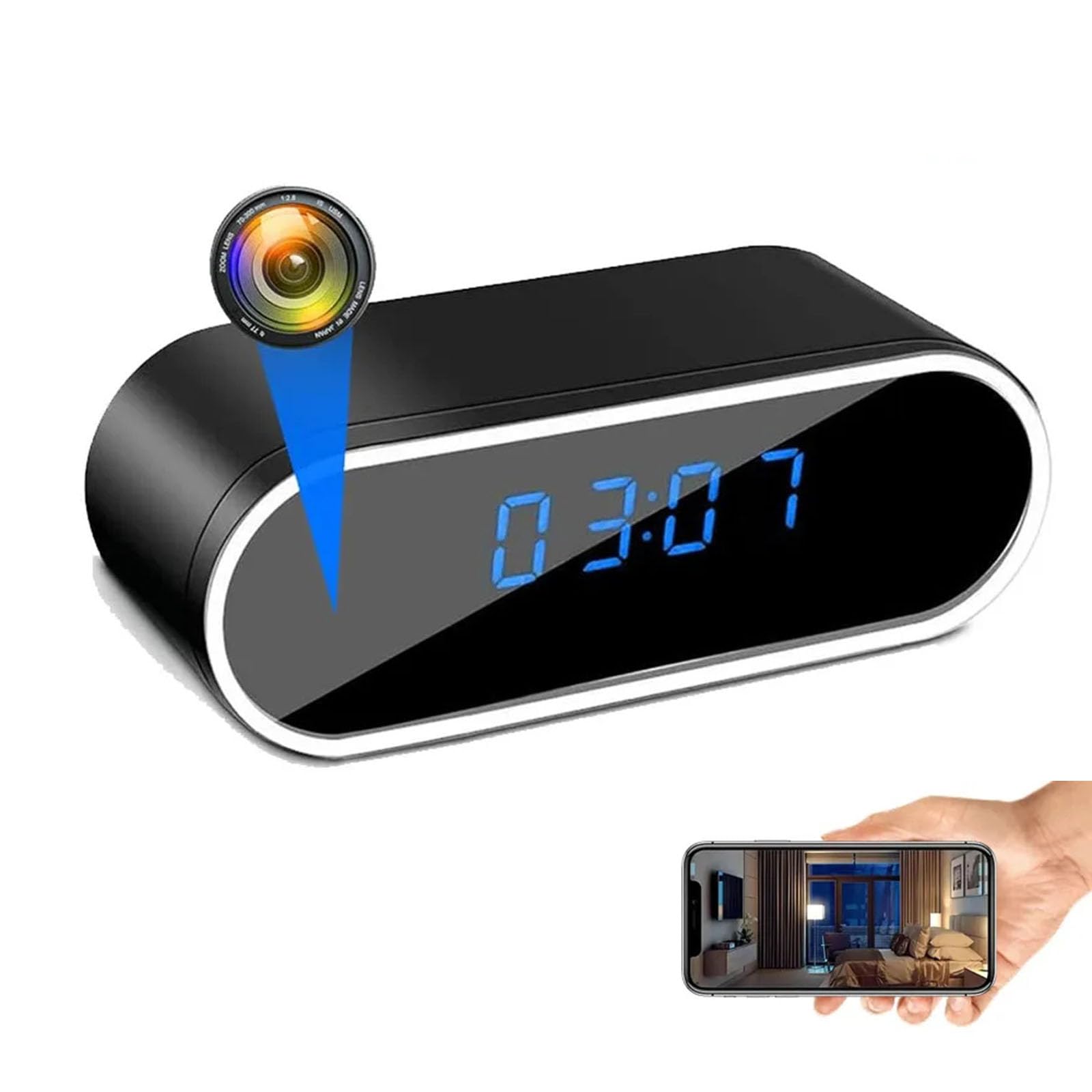 FKINGLRK Mini Spy Hidden Alarm Clock Camera - Full HD 1080P WiFi Security Camera with Motion Detection & Night Vision | Wireless Nanny Cam for Home, Office, Baby Monitoring