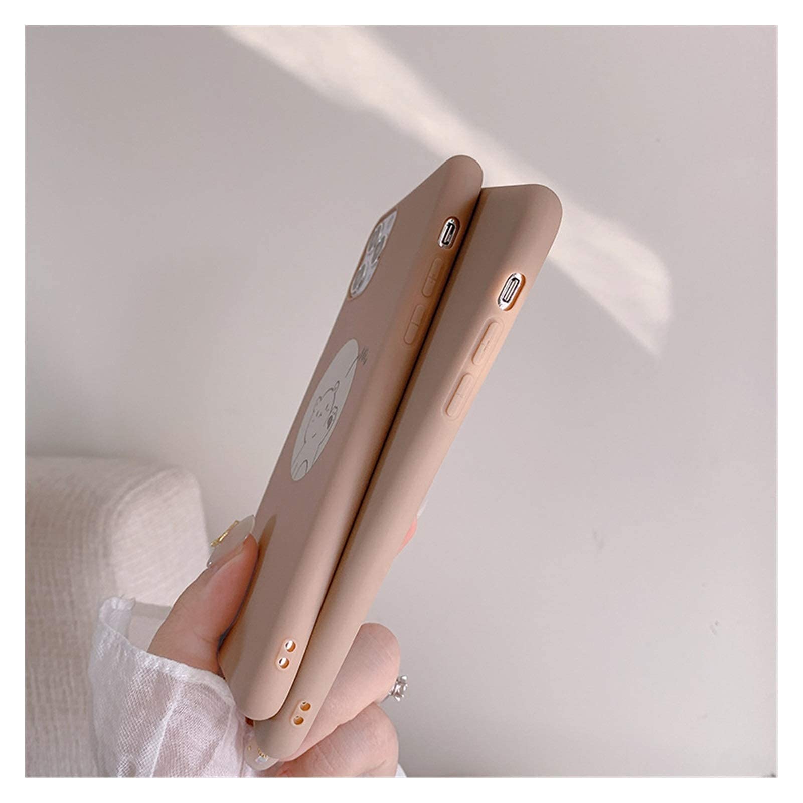 Cute Cartoon Bear Korean Couple Phone Case for iPhone 12/11 Pro/XS Max/XR/X/12 Mini/7/8/7 Plus - Soft Protective Cover (02-Pink) - Perfect Gift for Couples, Valentine's Day & Everyday Use