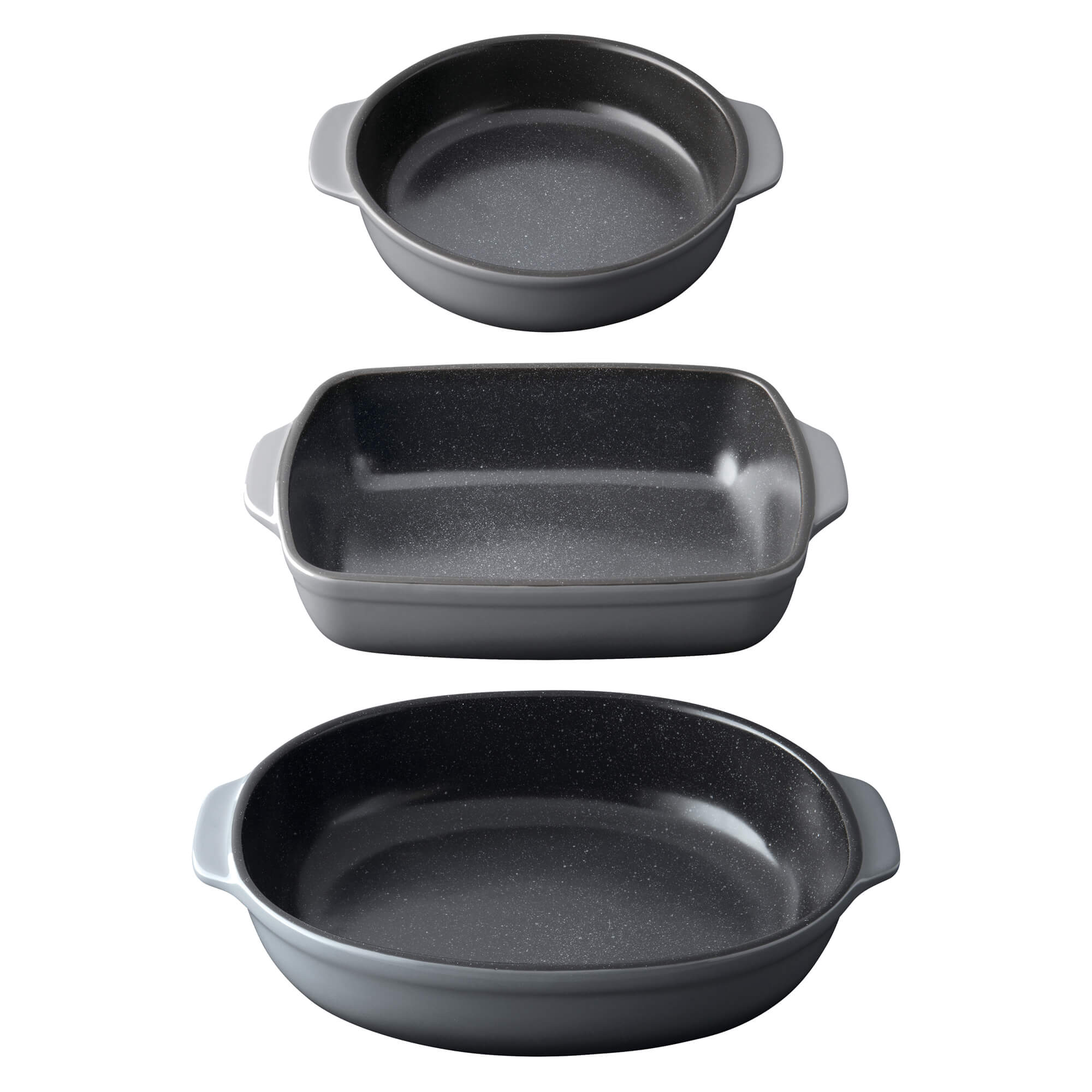 BergHOFF GEM Stoneware 3-Piece Baking Dish Set - Oven Safe Ceramic Cookware for Casseroles, Lasagna & Desserts | Perfect for Family Dinners & Holiday Baking