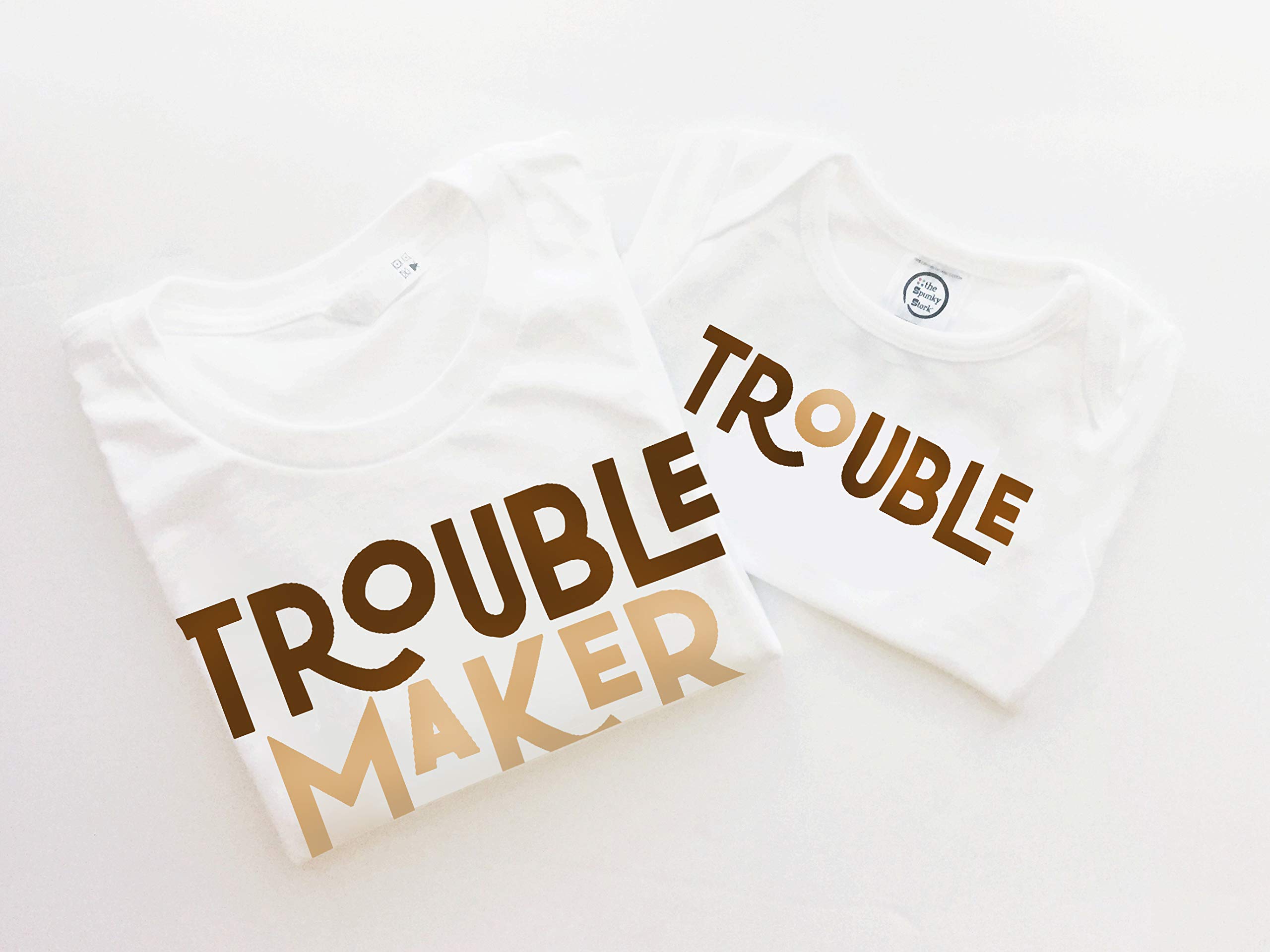 Funny Matching Mother & Son/Daughter T-Shirts - Trouble Maker Mommy & Me Outfits for Family Photos & Special Occasions