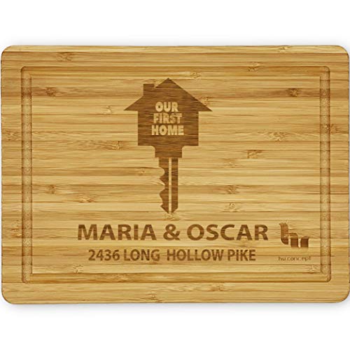 **Personalized Bamboo Cutting Board Gift for New Homeowners - Custom Engraved Housewarming Present for Couples - Unique Real Estate Closing Gift for First-Time Buyers - Perfect for Kitchen Decor & Housewarming Parties**