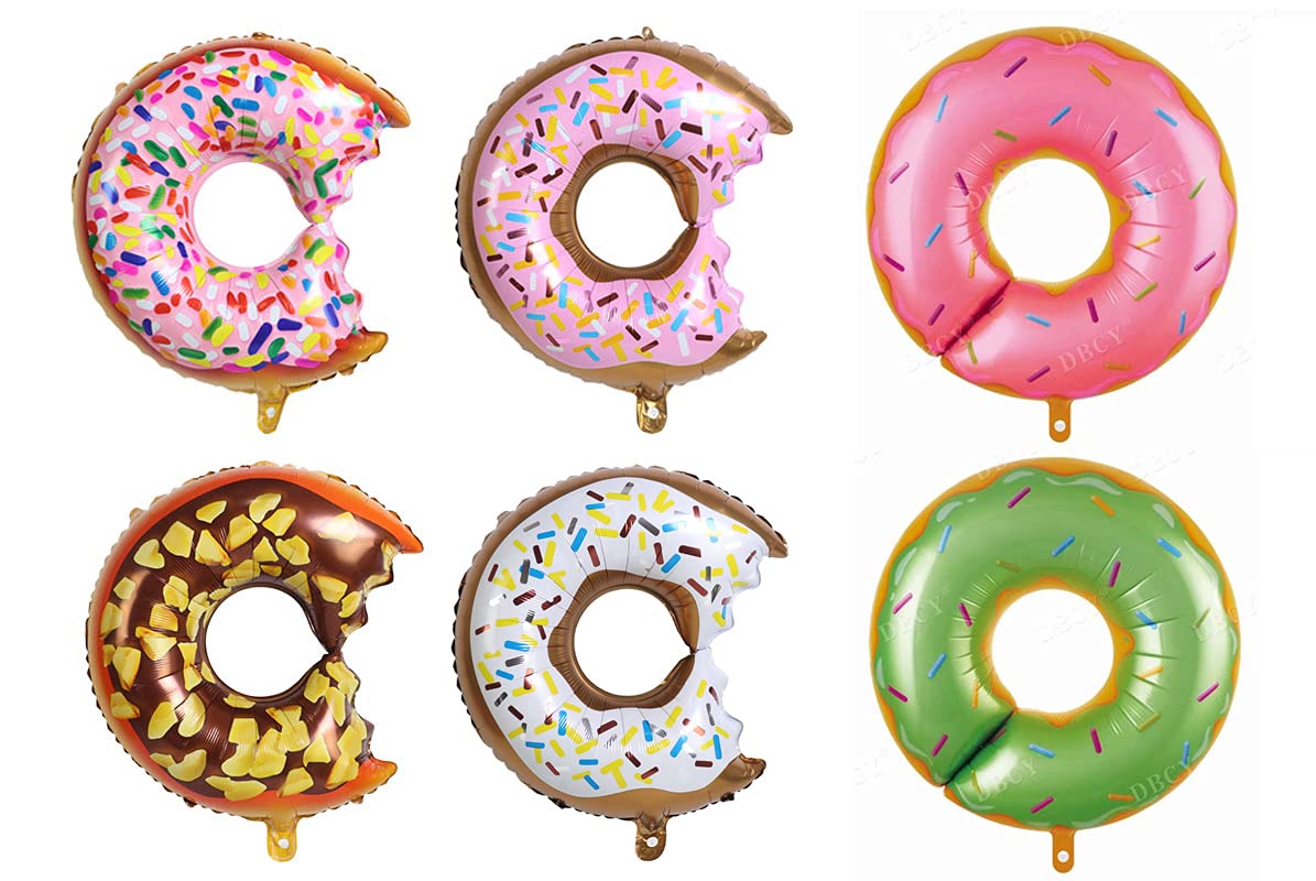 6 Pcs Large Foil Donut Balloons for Birthday Party Decorations - Big Doughnut Balloons for Baby Shower, Wedding & Graduation Party Supplies - Perfect for Photo Backdrops, Dessert Tables & Party Centerpieces