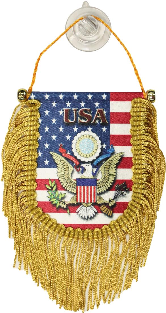 USA Patriotic Window Hanging Shield Flag - American Decor for Home, Office & Outdoor Use