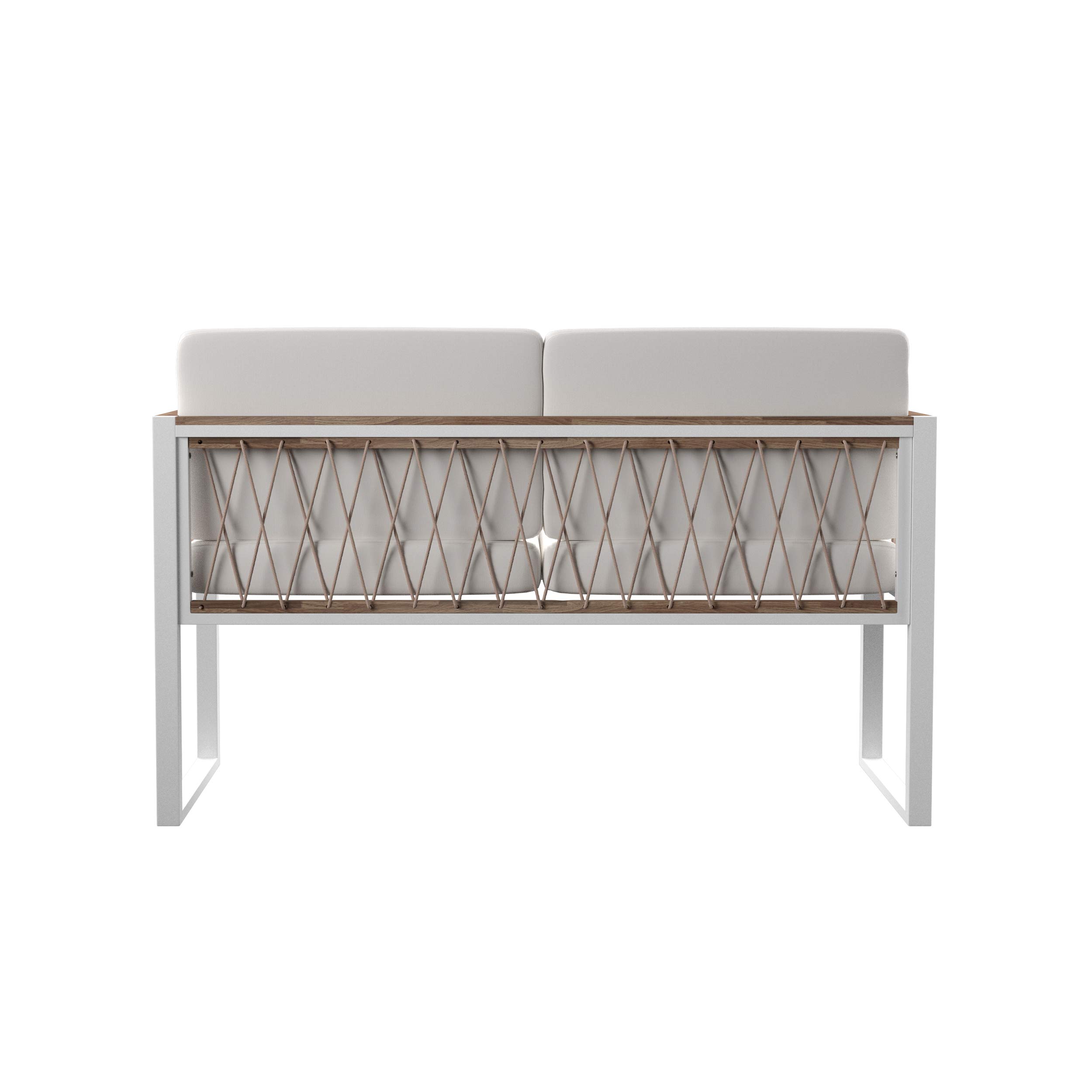 SEI Furniture Wallmond Loveseat Sofa - Natural White Fabric - Modern Small Space Living Room, Apartment, Dorm, Office Seating