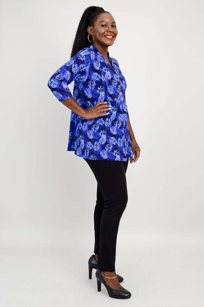 Edwina Women's Bamboo Top with Ice Foliage Print - Breathable Summer Blouse for Casual Wear, Office & Outdoor Activities