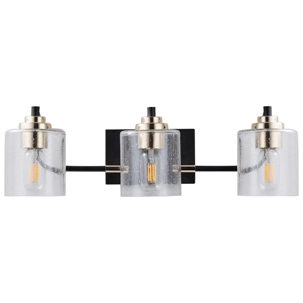 Modern 3-Light Industrial Wall Sconce - Black Vanity Bathroom Lighting Fixture for Home, Hotel & Spa Decor