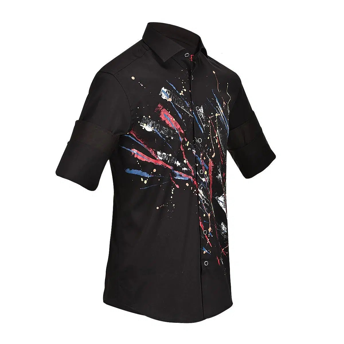 CM0W583 Cuadra Black Casual Fashion Hand Painted Men's Shirt - Stylish Everyday Wear for Work & Social Events