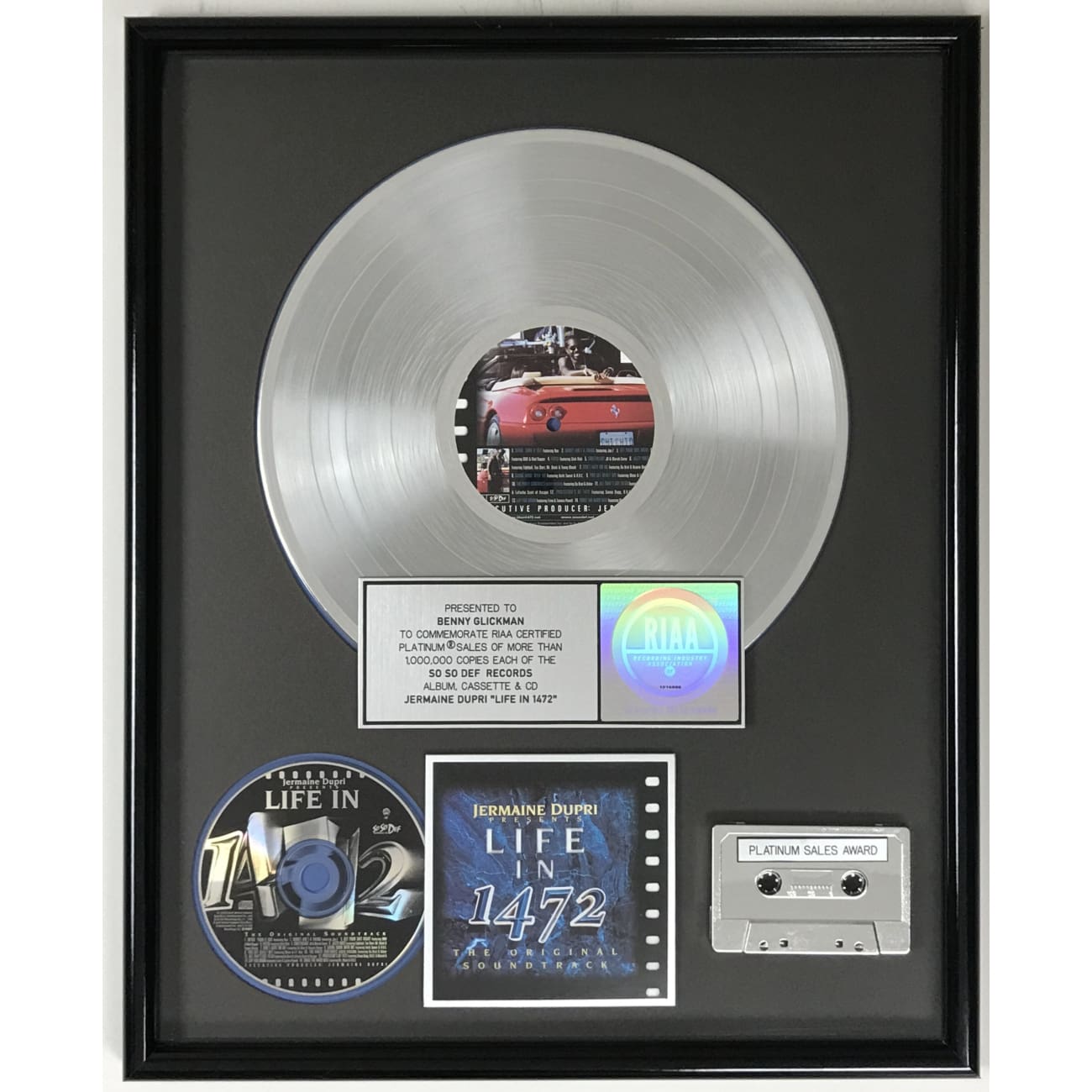 Jermaine Dupri Life In 1472 RIAA Platinum Album Award - Limited Edition Music Collectible for Fans & Display - Perfect for Home Decor, Music Memorabilia Collections & Gift for Hip-Hop Lovers