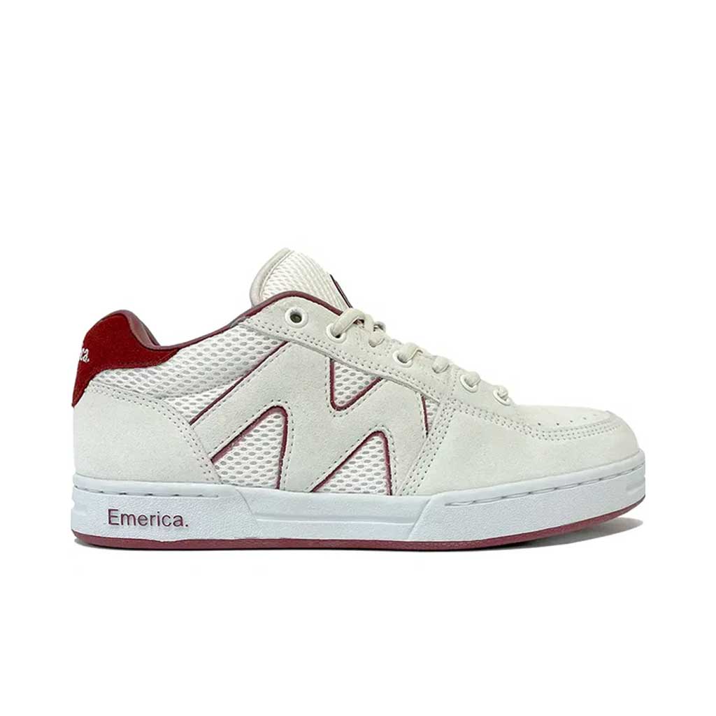 Emerica OG 1 Skate Shoes - White/Burgundy Colorway | Classic Skateboard Sneakers for Men | Perfect for Street Skating & Casual Wear