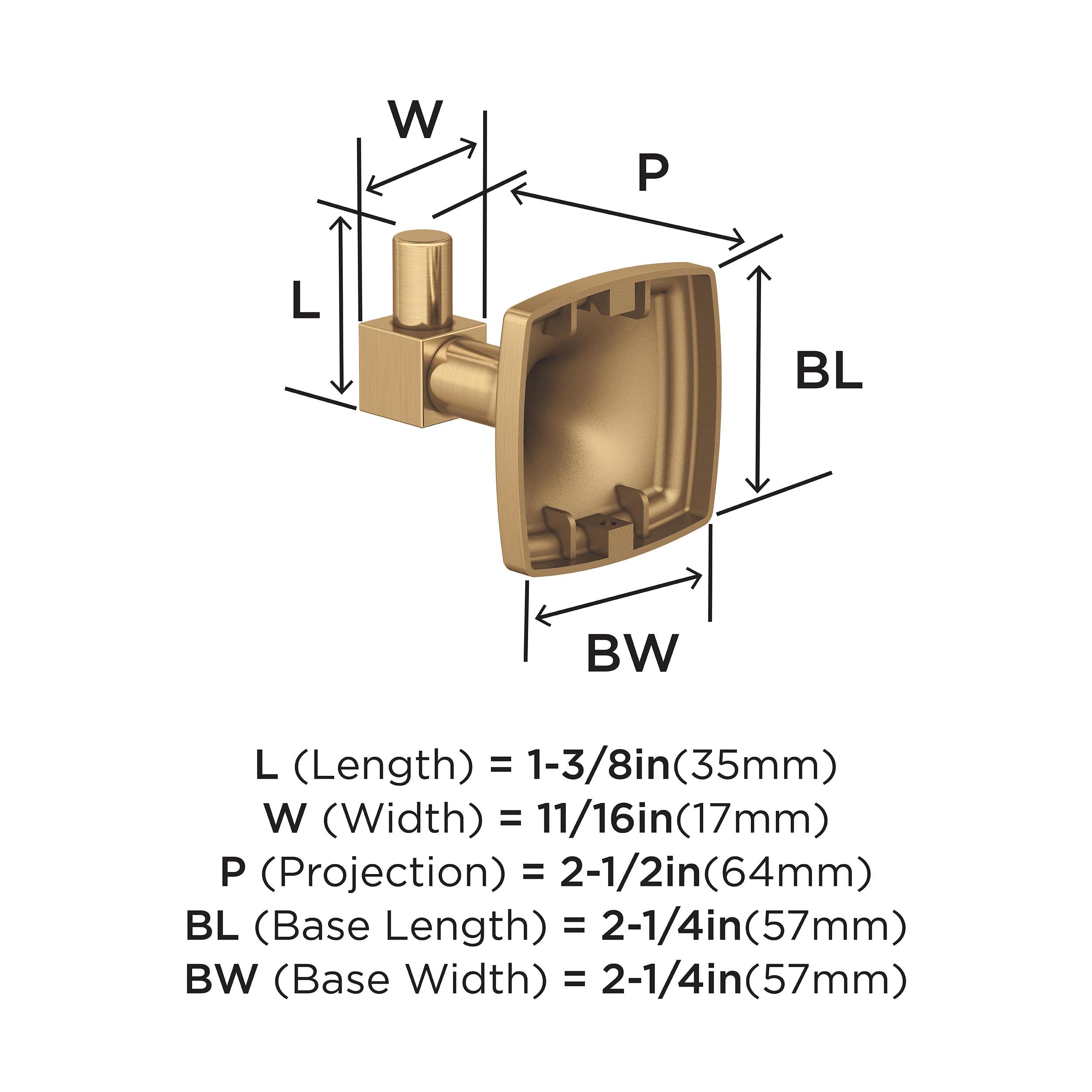 Amerock BH36090CZ Champagne Bronze Single Robe Hook - 2-1/4 Inch (57mm) Bathroom Towel Holder with Stature Design - Durable Bath Accessories for Robes, Towels & Clothes - Perfect for Bathroom, Spa & Bedroom Organization