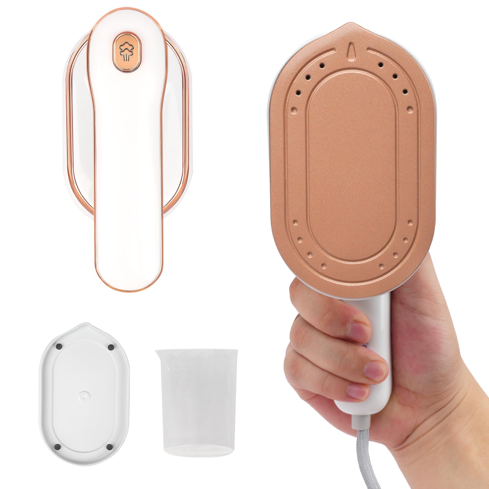 Mini Steam Iron & Travel Steamer - 970W Portable Handheld Garment Steamer for Dry & Wet Ironing, 180° Rotatable Design - Perfect for Home, Office & Travel (White) | Quick Wrinkle Remover for Shirts, Dresses & Suits