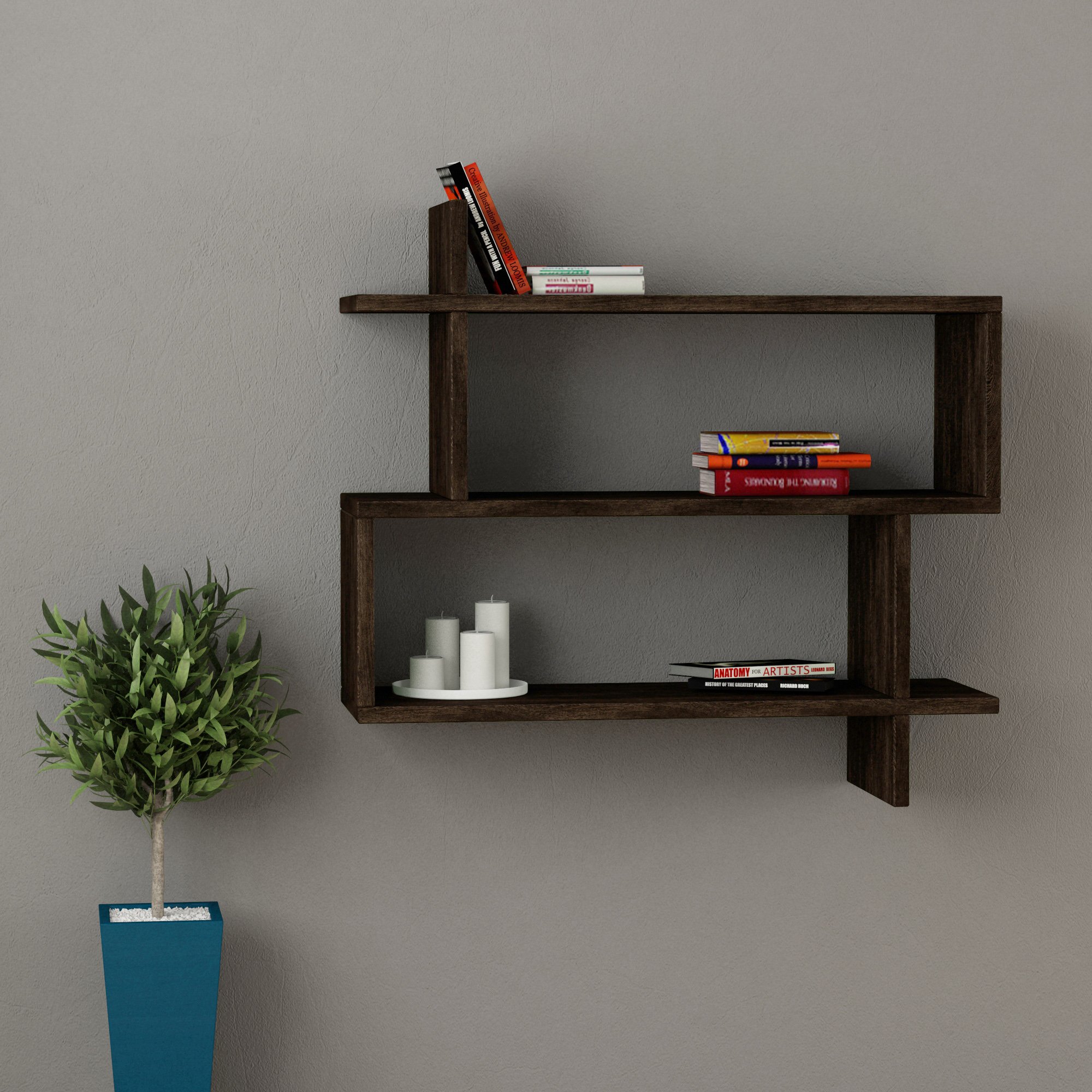 Modern Dark Brown Wall Shelf 26