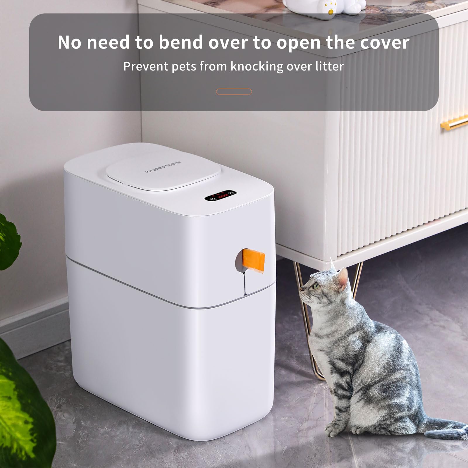 Automatic Motion Sensor Trash Can - 3.5 Gallon Touchless Bathroom Waste Bin, Hands-Free Garbage Can for Bedroom, Office, Toilet, RV & Living Room | Dogproof Plastic Slim Design (White) - Perfect for Hygienic Waste Disposal in Homes & Small Spaces