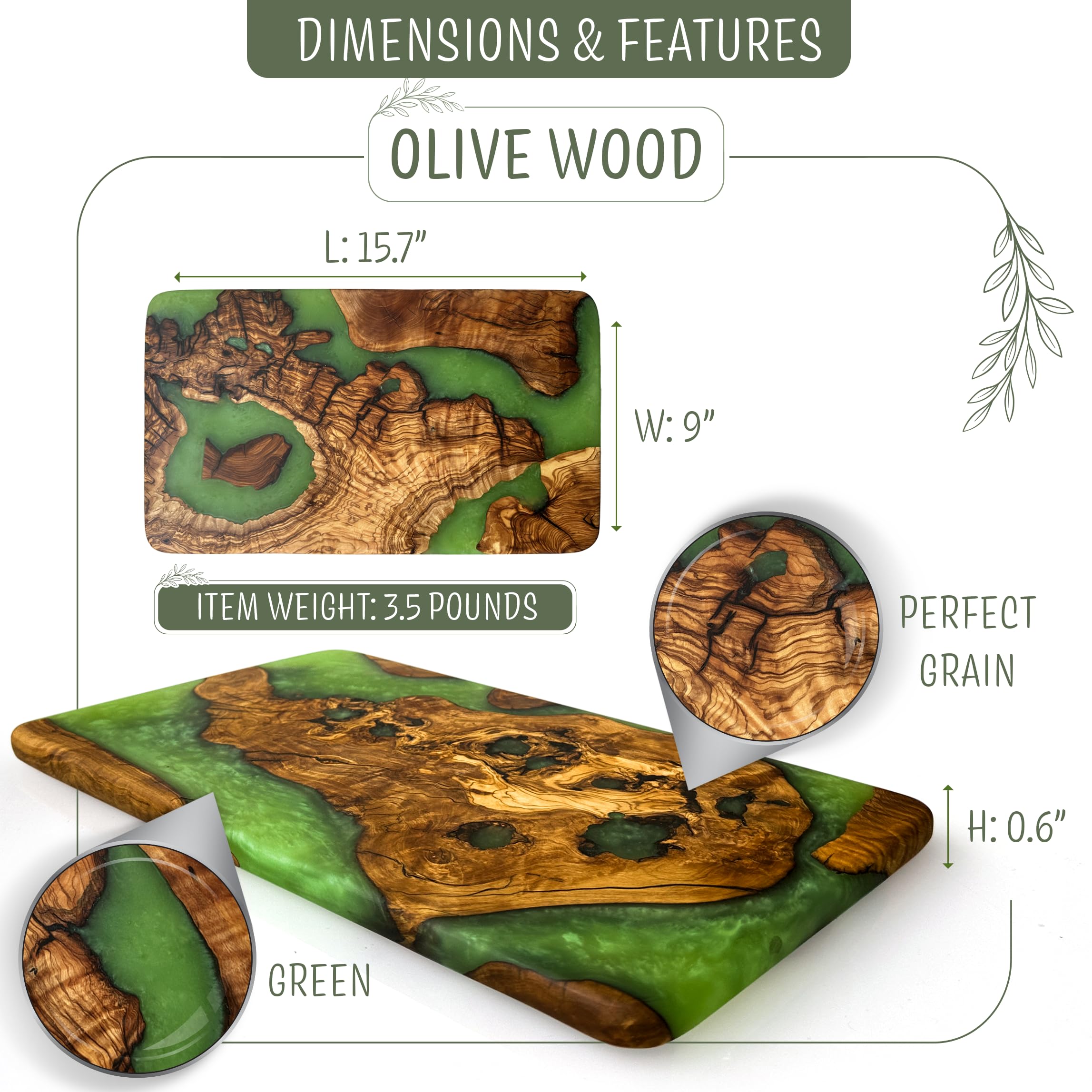 Handmade Olive Wood Cheese Board with Resin - Charcuterie, Serving & Cutting Board for Meat, Vegetables & Fruits - Premium Kitchen Gift for Weddings, Housewarming & Entertaining