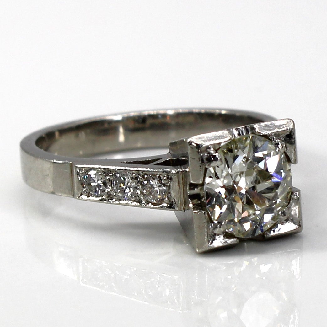 Vintage Platinum Diamond Ring - 1.28ctw VS2 G/H Color, Size 6 | Elegant Wedding Band, Anniversary Gift, Engagement Ring for Women | Perfect for Proposals, Special Occasions & Everyday Luxury