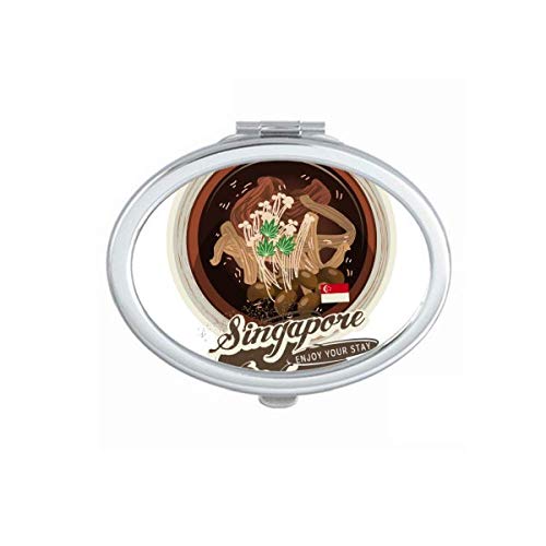DIYthinker Traditional Singapore Bak Kut Teh Mirror - Portable Folding Double-Sided Makeup Mirror for Travel, Home, and Salon Use