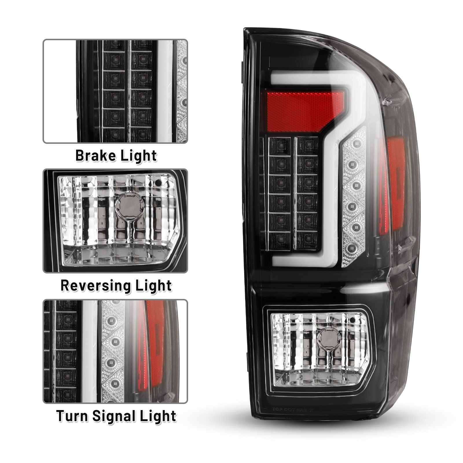 LED Tail Lights for Toyota Tacoma 2016-2023 - Red Smoked Taillights Replacement Set (Driver & Passenger Side) - Durable & Waterproof Rear Lamps for Off-Road, Night Driving & Custom Car Styling