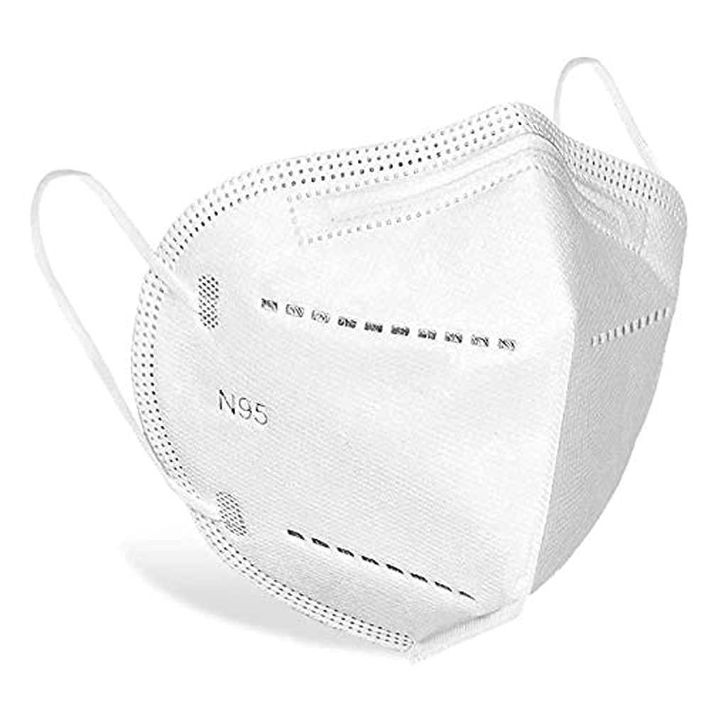 N95 Face Mask for Adults - 5-Ply Soft Cotton with Comfortable Nose Pin - Pack of 5,10,20,50,100 - Breathable & Protective for Work, Travel, Healthcare (10 Pack)