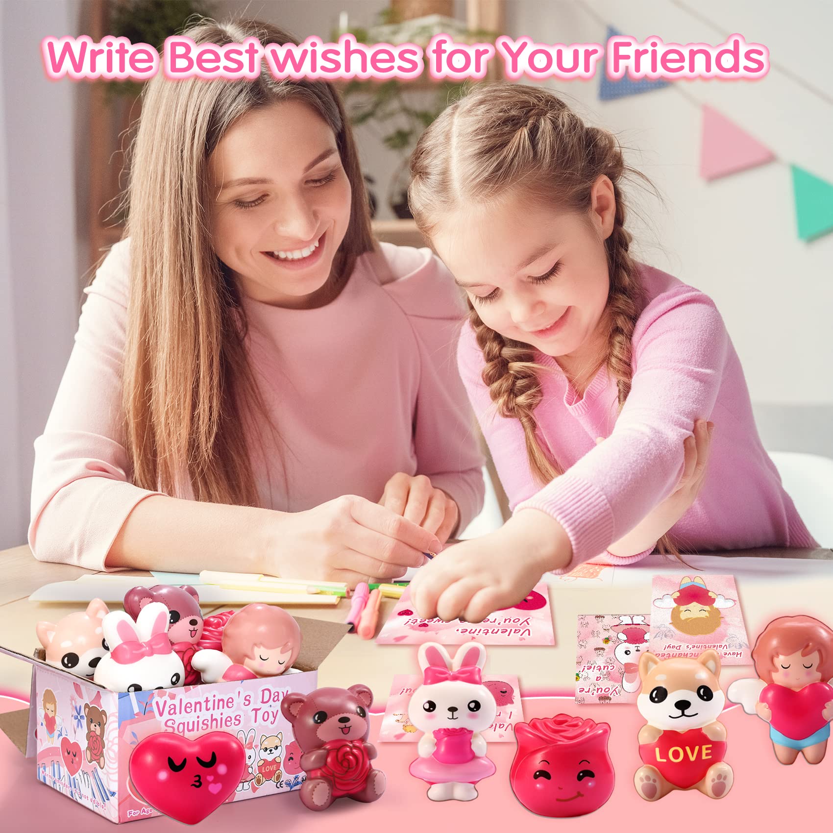 Valentine's Day Squishy Toys 6 Pack - Soft Stress Relief for Kids Party Favors & Gifts