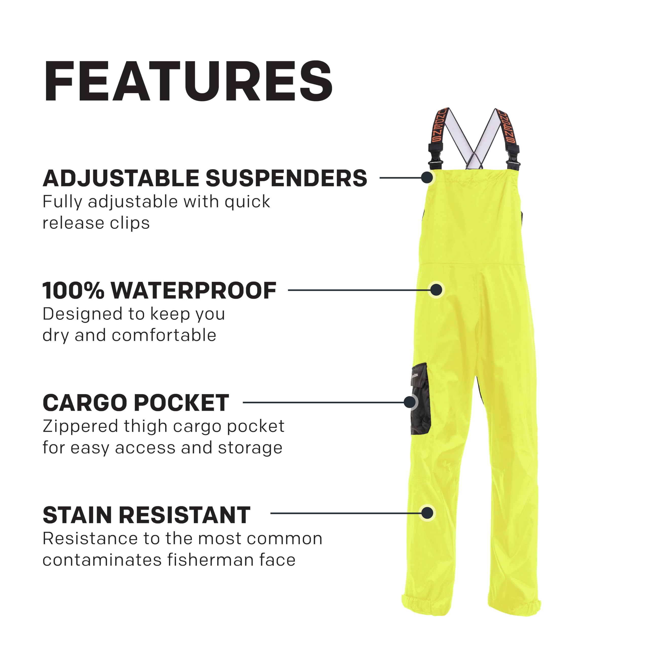 Grundéns Men's Weather Watch Fishing Bib Pants - Waterproof & Durable for Cold Weather Fishing, Hunting, and Outdoor Work