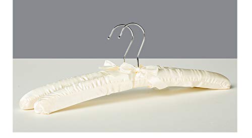 5 Pack Heavy Duty Silk Hangers with Anti-Rust Swivel Chrome Hooks - Satin Padded Clothes Hangers for Sweaters, Coats, Suits & Delicate Wedding Dresses (Ivory White) - Perfect for Closet Organization & Garment Protection