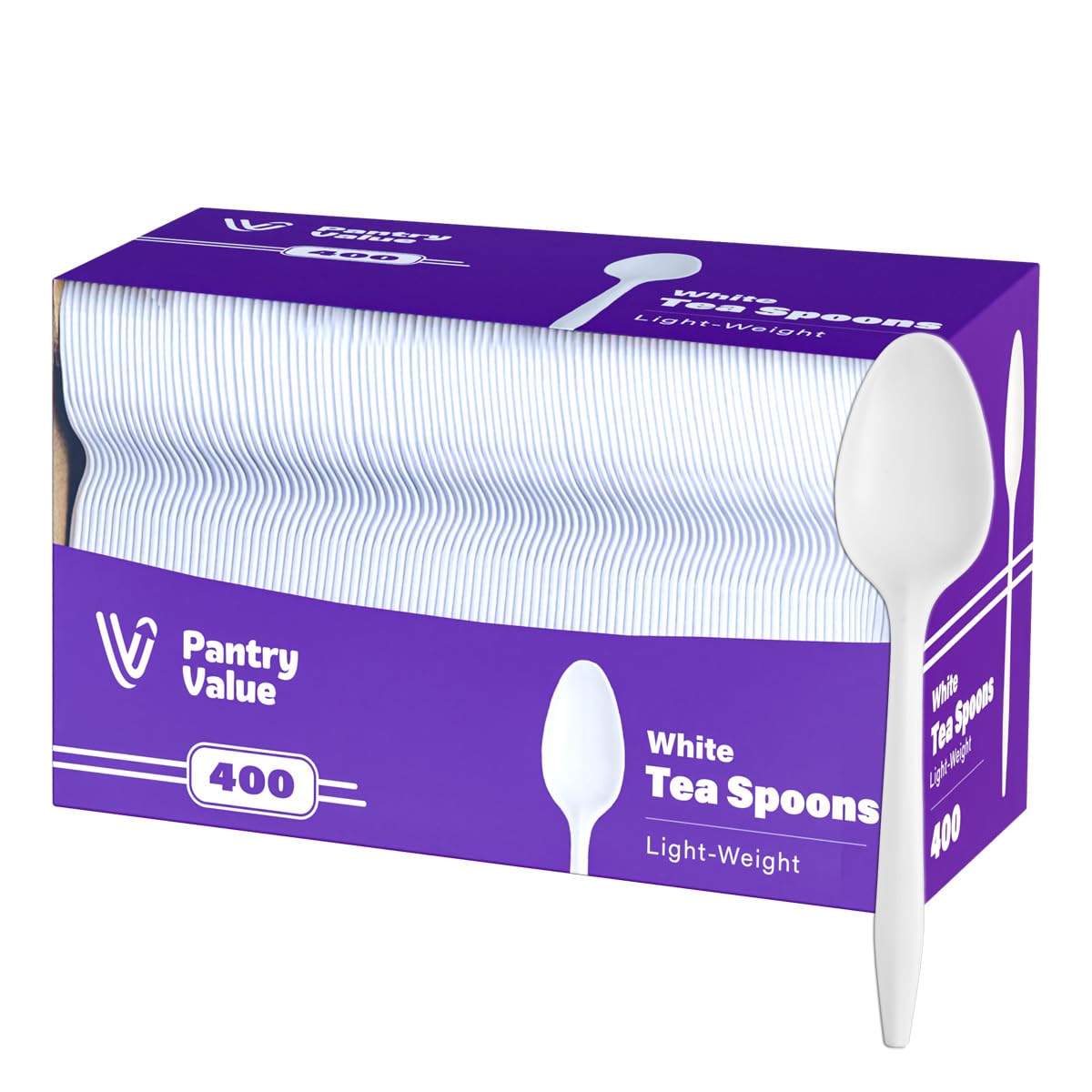 400 Count Disposable White Plastic Tea Spoons - Lightweight Party Cutlery for Events, Catering & Home Use | Bulk Pack of Eco-Friendly Spoons for Coffee, Desserts & Snacks