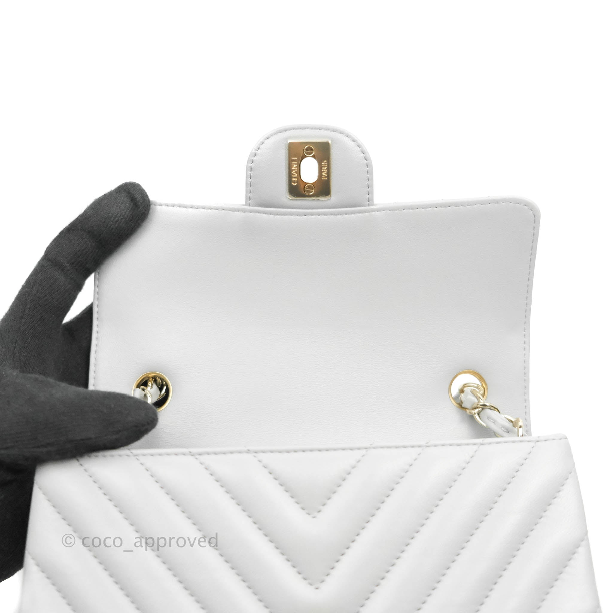 Chanel Chevron Mini Rectangular Flap Bag in Grey Lambskin Leather with Gold Hardware - 20S Collection | Luxury Crossbody Purse for Women, Perfect for Parties & Evening Events