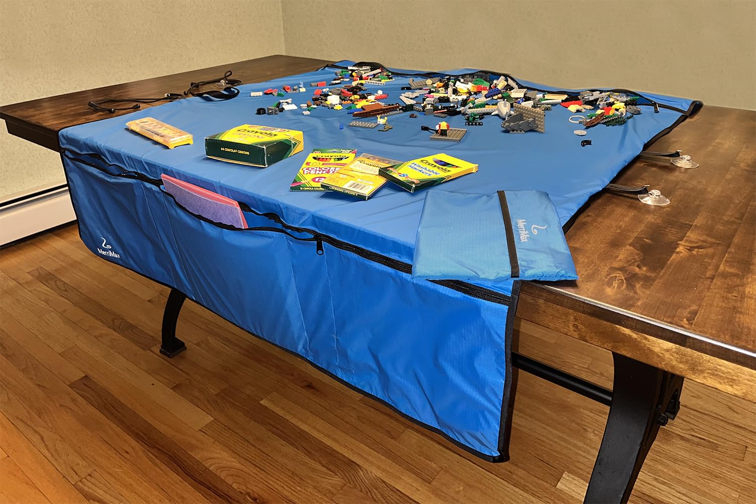 MerriMax Large Portable PlayMat with Patent-Pending Storage Pockets - Perfect for Crafts, Books & Small Toys - Ideal for Home Use & Travel - Great for Playrooms, Road Trips & Organized Kids Activities