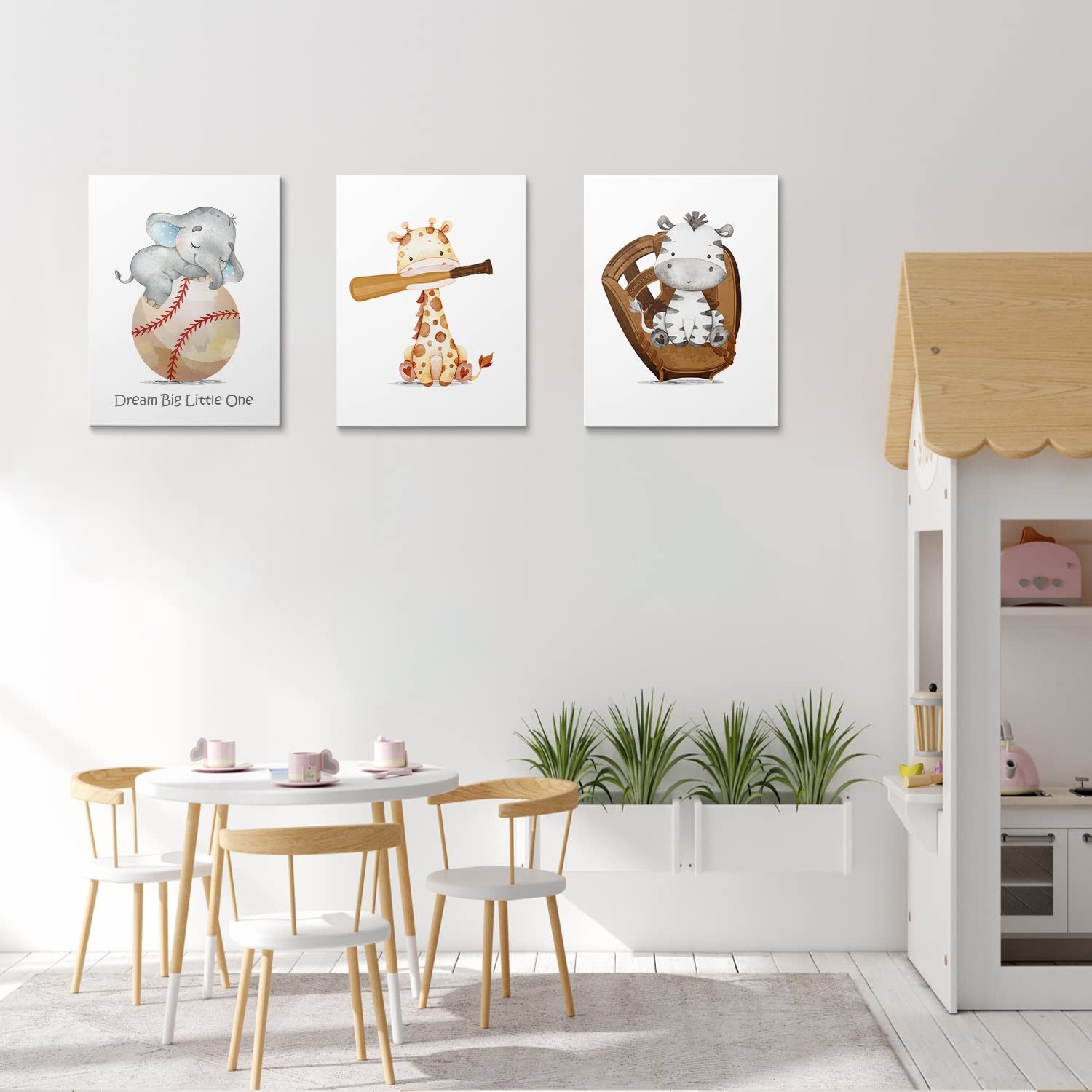 GUBIYU Baseball Nursery Decor Set of 3 - Sports Themed Canvas Wall Art for Baby Boy's Room (16