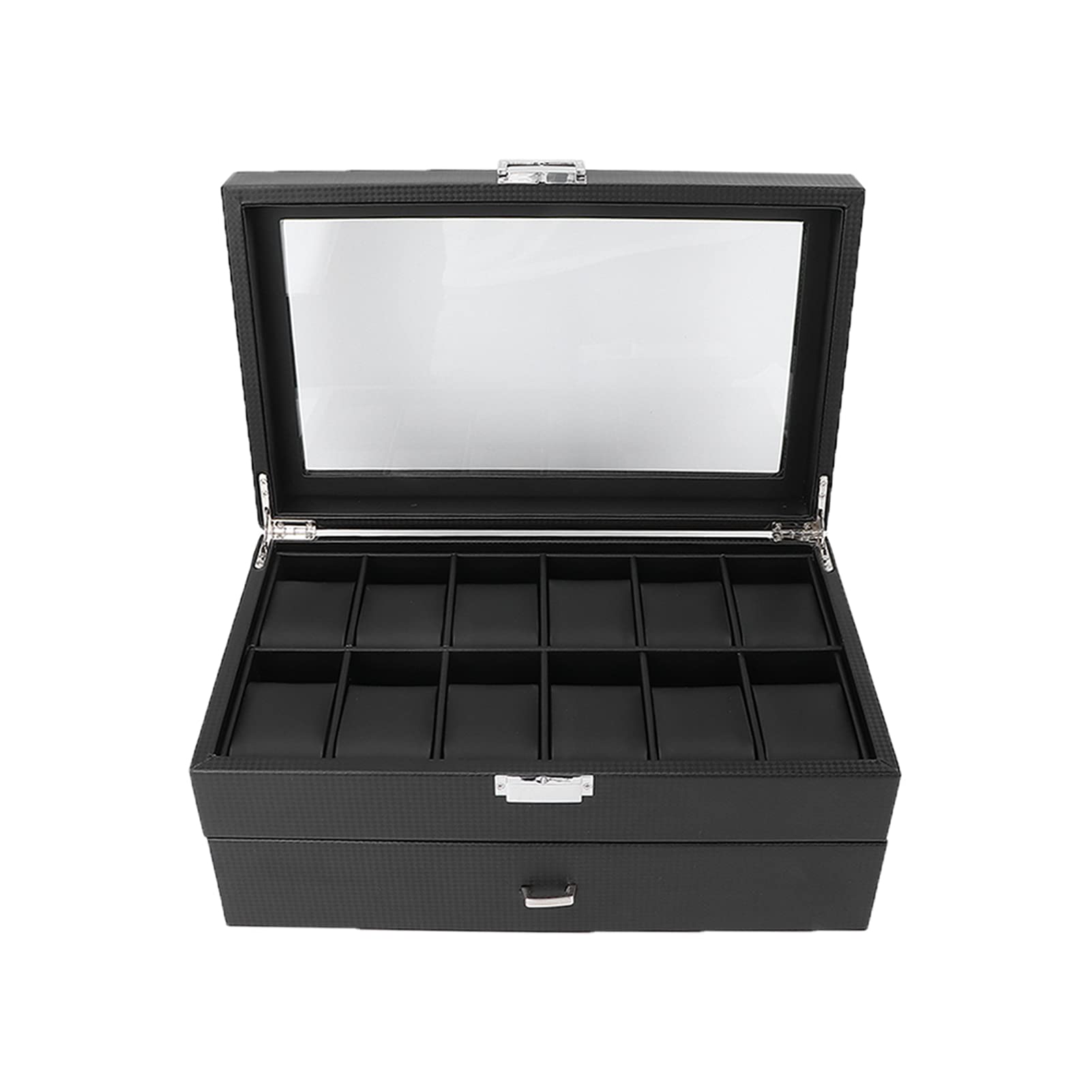Premium PU Leather Watch Display Storage Box - 2-Tier Jewelry Organizer Case for Men & Women | Perfect for Watch Collections, Jewelry Storage & Travel Accessories