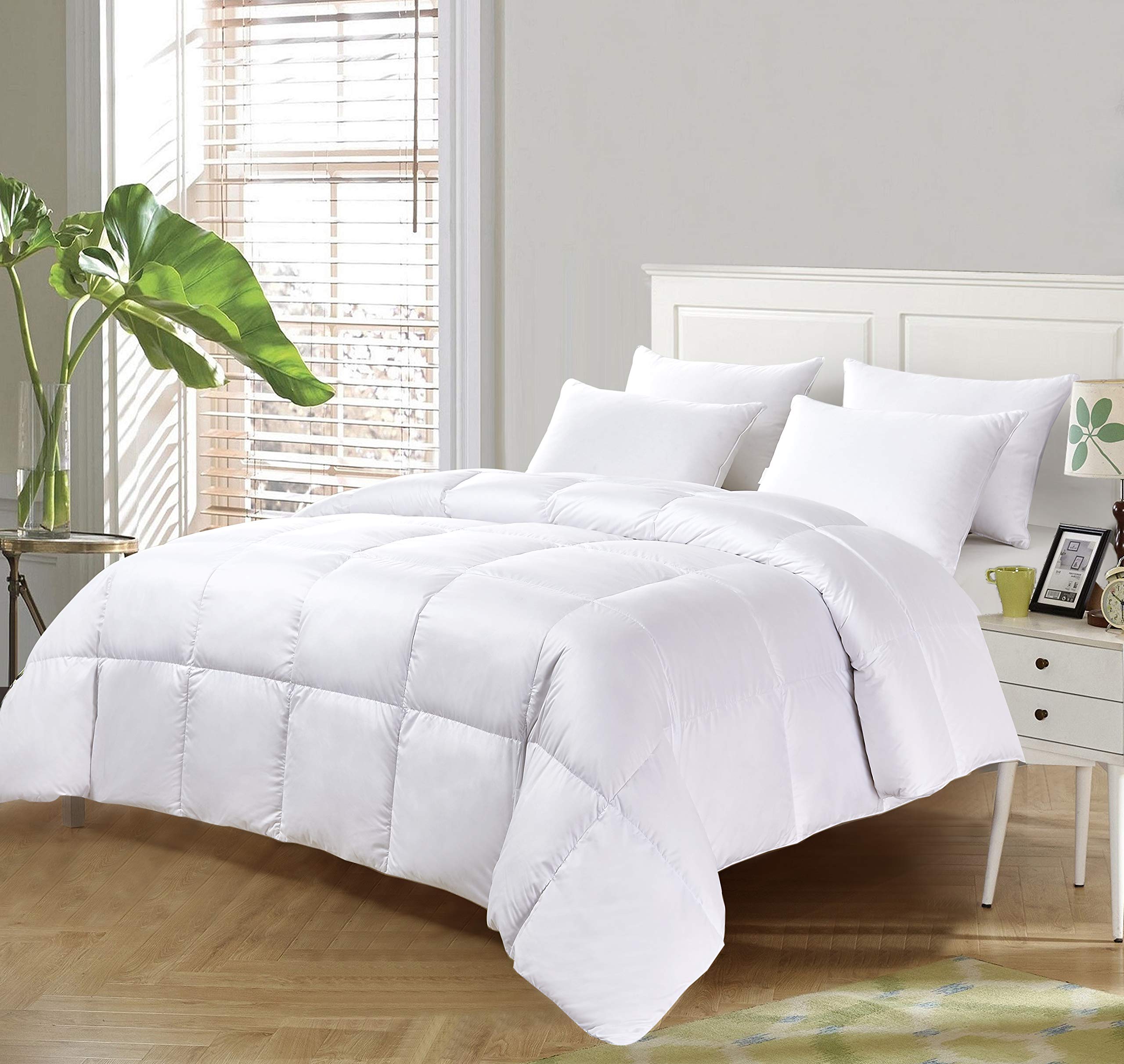 Kathy Ireland Ultra Soft Nano Touch All Season White Down Fiber Comforter - King Size, Hypoallergenic & Breathable for Year-Round Comfort - Perfect for Master Bedroom, Guest Room, and Luxury Hotels