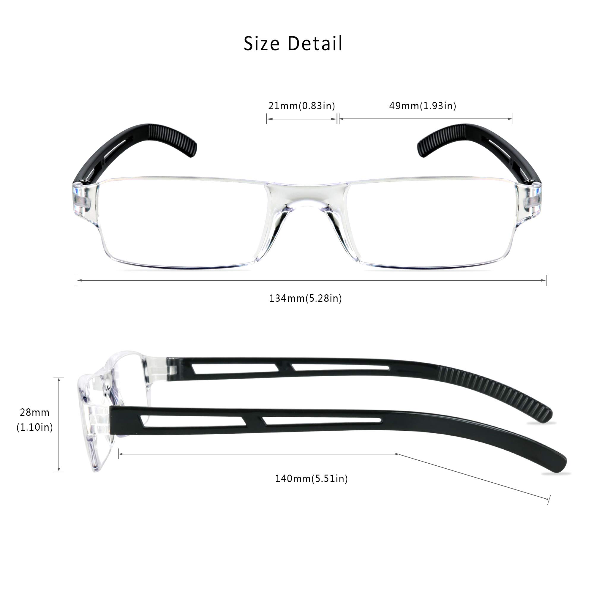 LifeArt 2/4 Pairs Blue Light Blocking Reading Glasses for Men & Women - Anti-Eye Strain Computer Glasses with Stylish Rectangle Frame - Perfect for Office Work, Gaming & Screen Time
