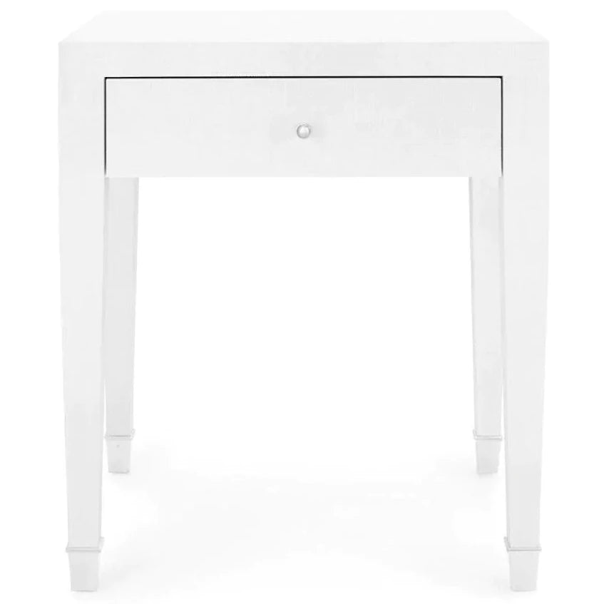 Claudette Cream One Drawer Side Table with Nickel Hardware - Perfect for Living Room, Bedroom, or Office Nightstand