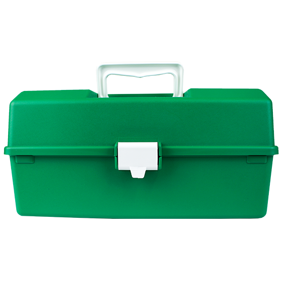 Small Green Plastic First Aid Kit with One Tray - Compact Emergency Medical Supplies for Home, Office, Car & Travel Safety