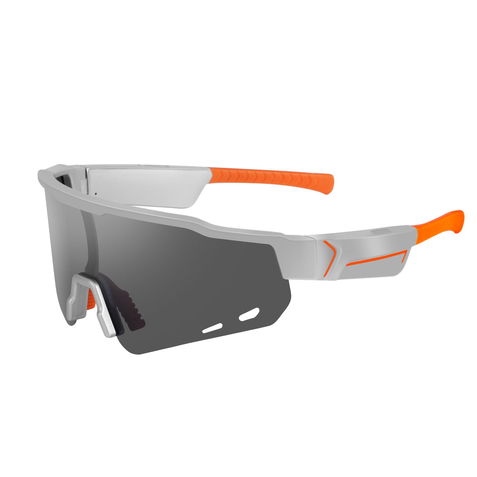Bluetooth Smart Sports Sunglasses for Men - IPX5 Waterproof Polarized Audio Sunglasses with Magnetic Charging, Open Ear Design, Bluetooth 5.2 - Perfect for Cycling, Running, Hiking & Outdoor Activities (Orange & Silver)