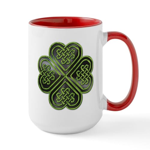 White/Red Inside - Celtic Knot Shamrock Large Mug