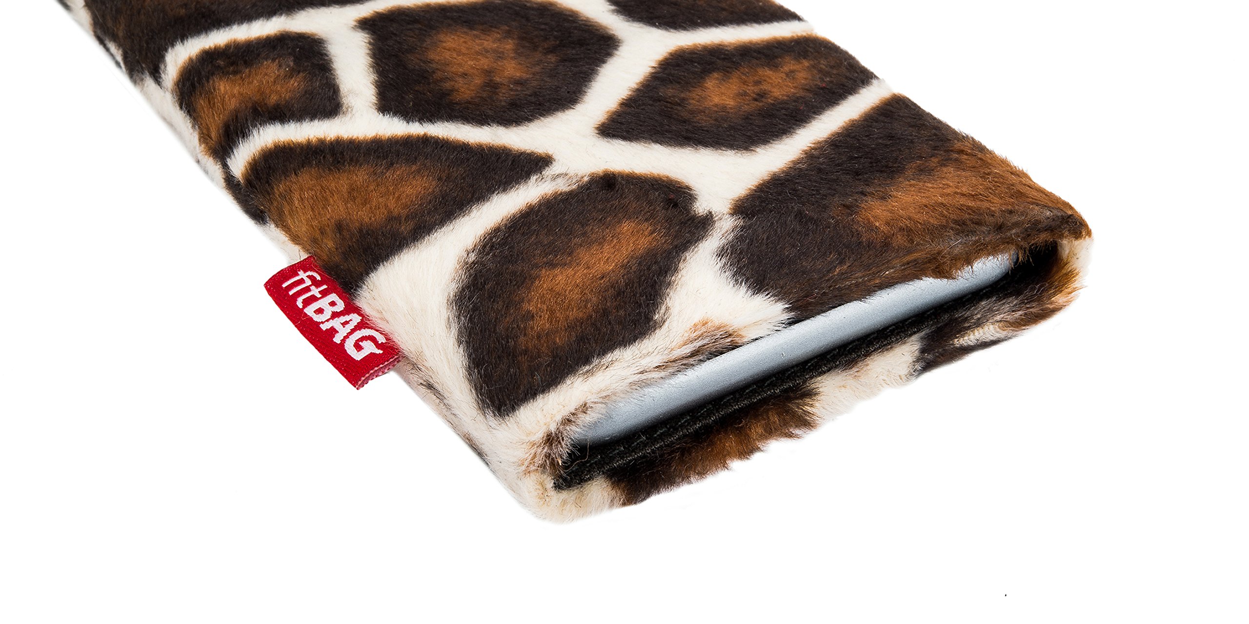 Premium Giraffe Print Custom Fit Sleeve Case for Samsung Galaxy S22 Ultra - German-Made Faux Fur Pouch with Microfiber Lining (Display Cleaning) - Perfect for Travel, Office & Everyday Protection