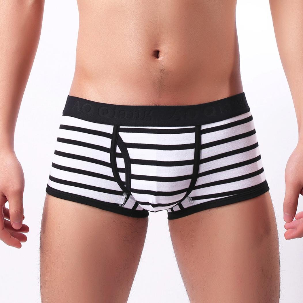 Men's Sexy Soft Cotton Breathable Striped Boxer Briefs - Comfortable Underwear for Daily Wear & Sleep | Clearance Sale