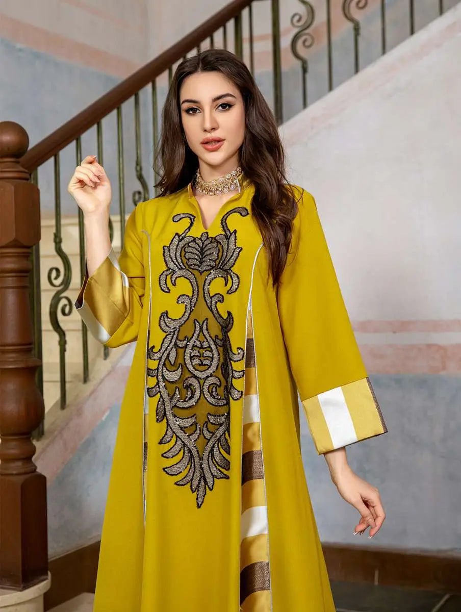 Elegant Eid Dress for Women - Sparkling Sequins & Embroidery Kaftan Caftan - Perfect for Eid Celebrations, Parties, and Special Occasions