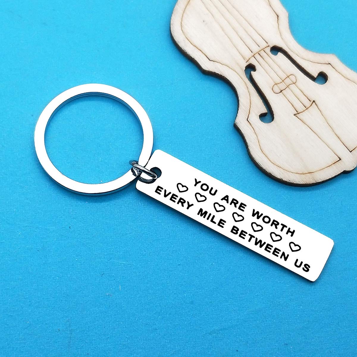 Long Distance Relationship Keychain - 'You Are Worth Every Mile Between Us' Couples Gift for Boyfriend, Girlfriend, Anniversary & Valentine's Day | Military Deployment Keepsake for Him | Perfect for LDR Couples, Romantic Occasions & Missing Your Partner