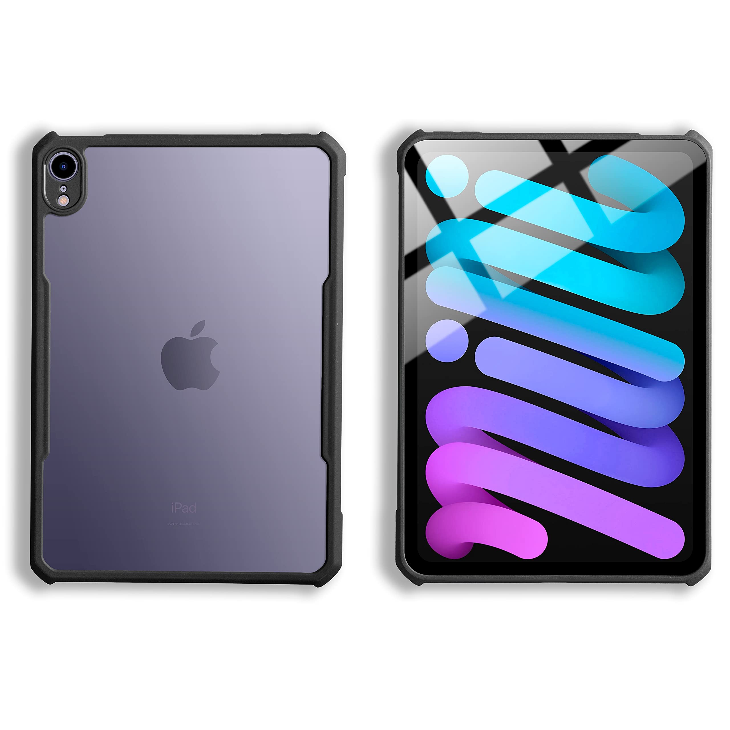 TineeOwl Ultra Thin Matte Back Clear Case for iPad Mini 7th/6th Generation (2024/2021) - Shock-Absorbing Flexible TPU Cover - Lightweight Protective Case for iPad Mini 7 A17 Pro - Perfect for Work, Travel & Everyday Use (Black)