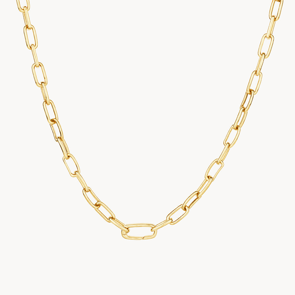 14K Gold White Zircon Pave Paperclip Link Chain Necklace - Elegant Layering Piece for Women, Perfect for Everyday Wear & Special Occasions