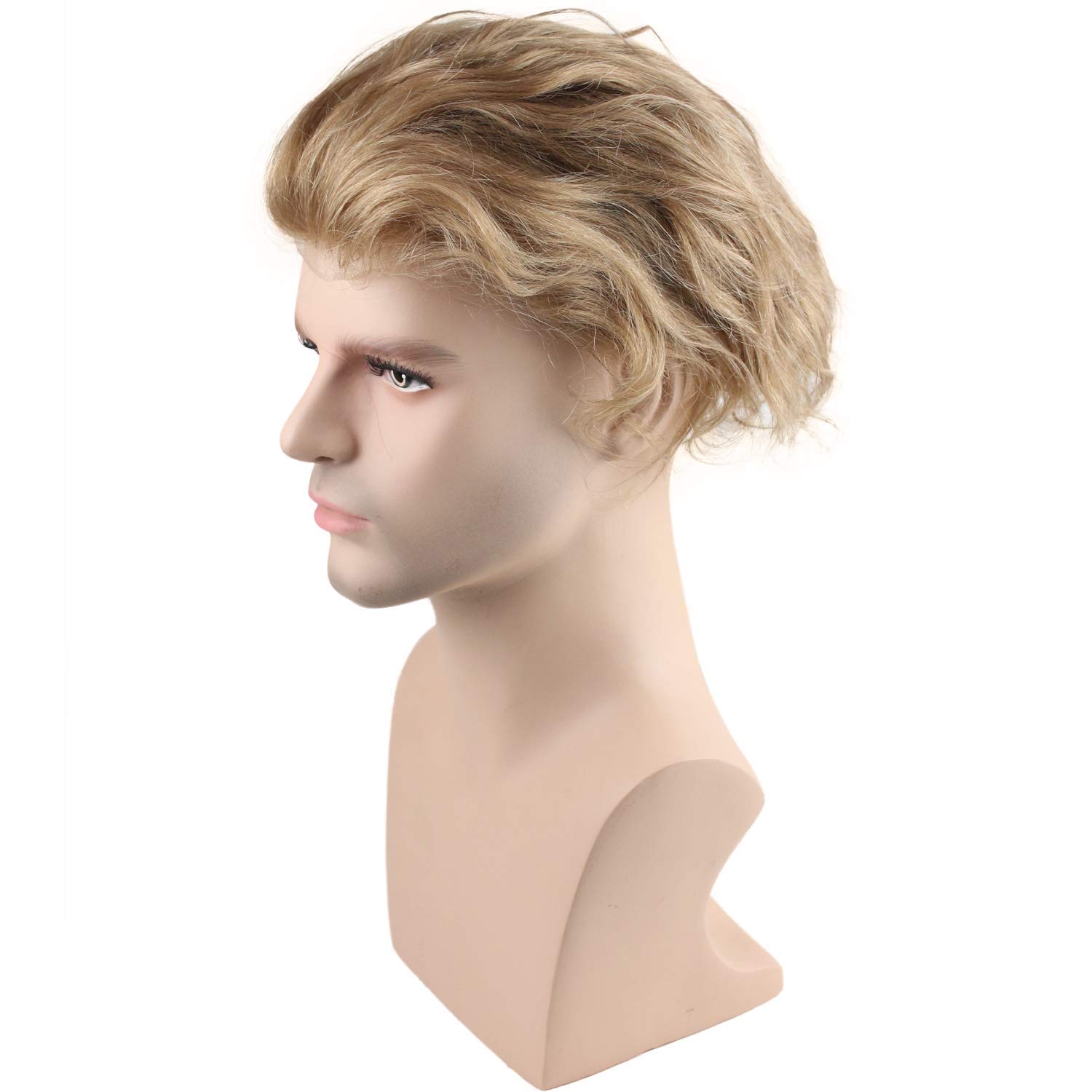 Dreambeauty 10x8 Inch Men's Toupee - 100% European Human Hair Lace Front Wig with 0.08mm Thin Skin Base & V-looped Hair (#21 Ash Blonde) | Natural Hairline Hair Replacement System for Thinning Hair & Baldness | Perfect for Daily Wear, Special Occasions & Professional Settings