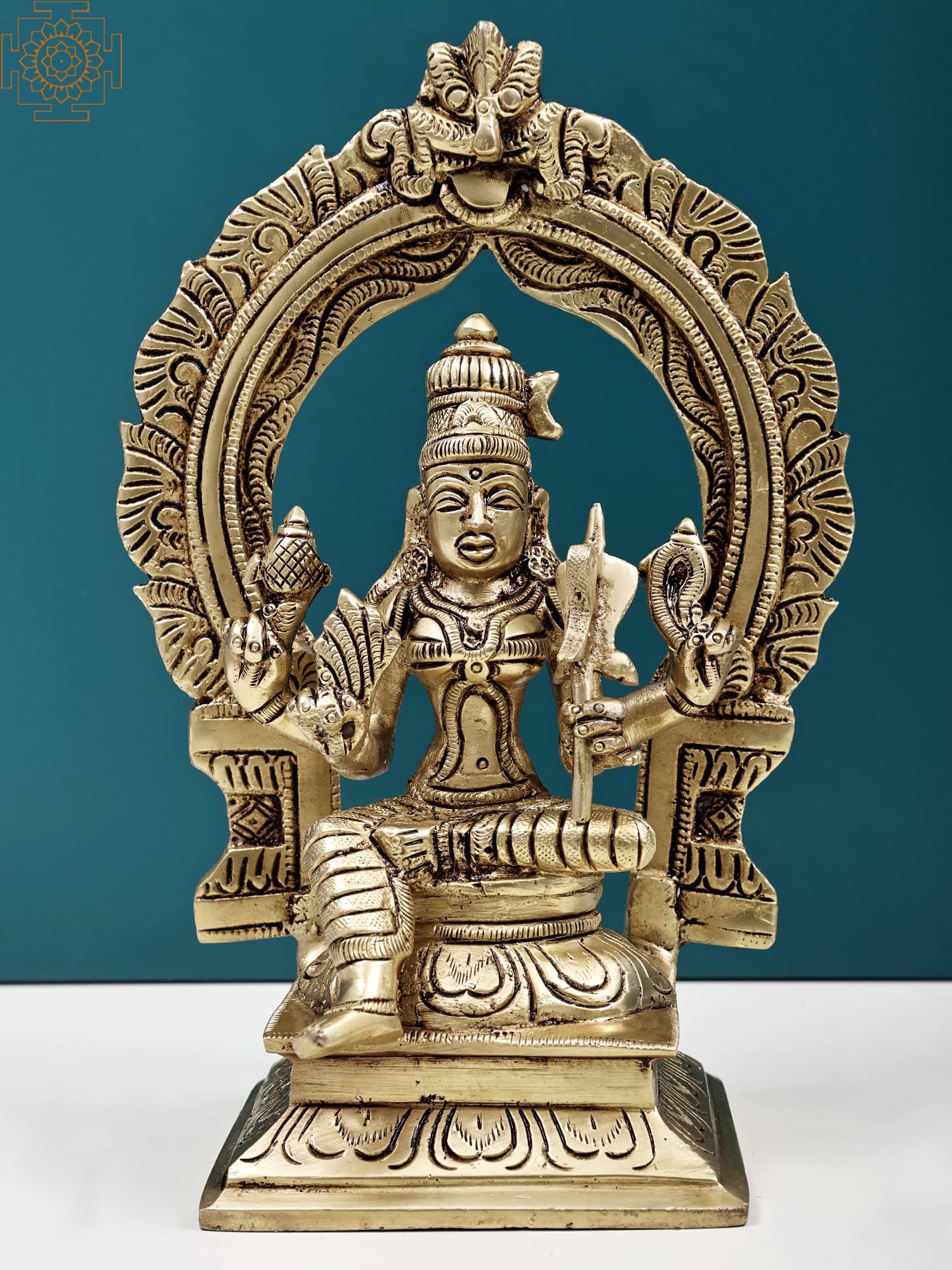 7 Inch Goddess Rajarajeshwari Tripura Sundari Statue - Handmade Brass Hindu Deity Idol for Home Altar, Meditation & Spiritual Decor