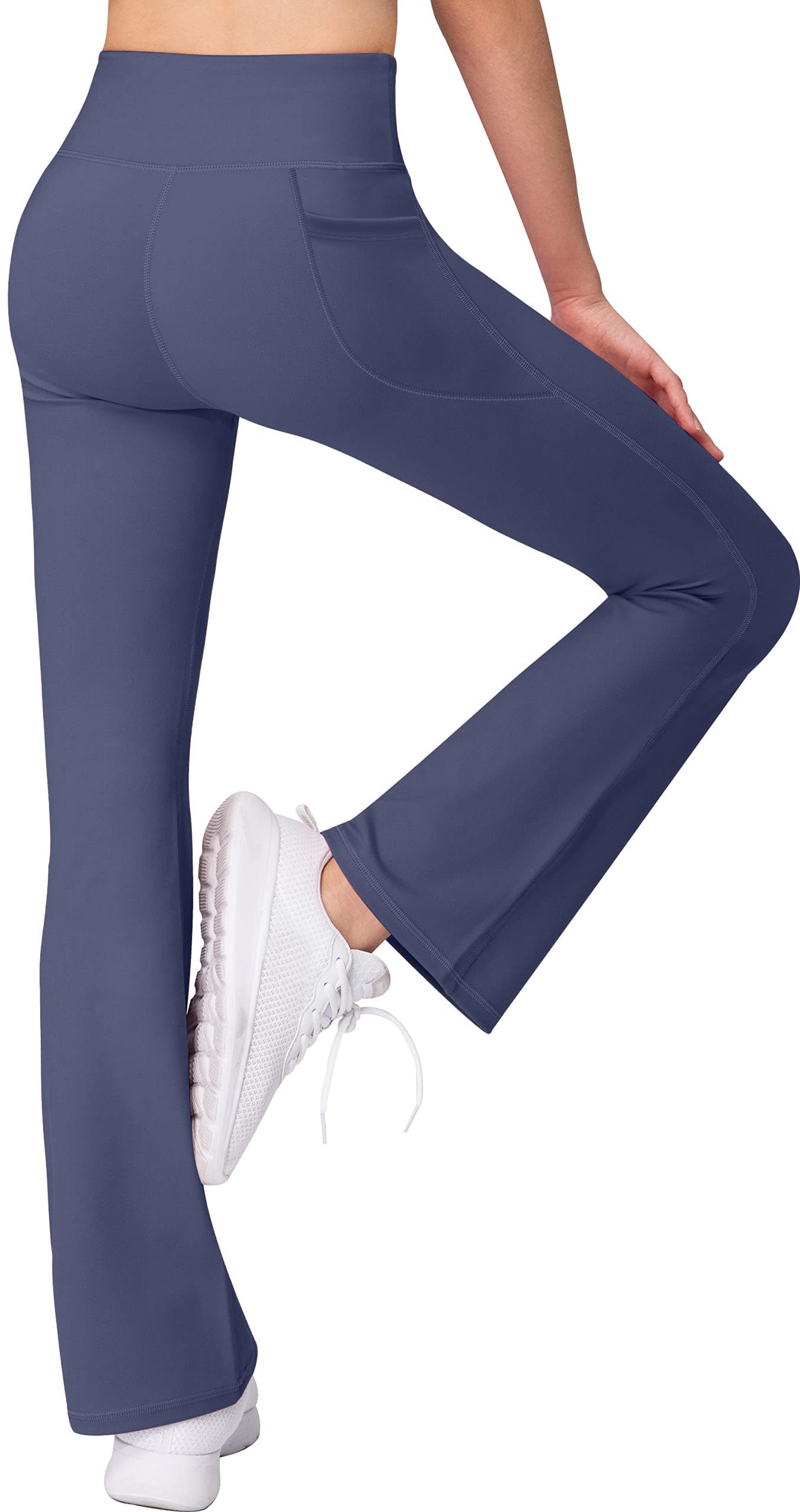 AENLLEY Girls Bootcut Yoga Pants with Pockets - High Waisted Stretchy Flare Leggings for Teens & Kids | Comfortable Workout, Dance, School & Casual Wear