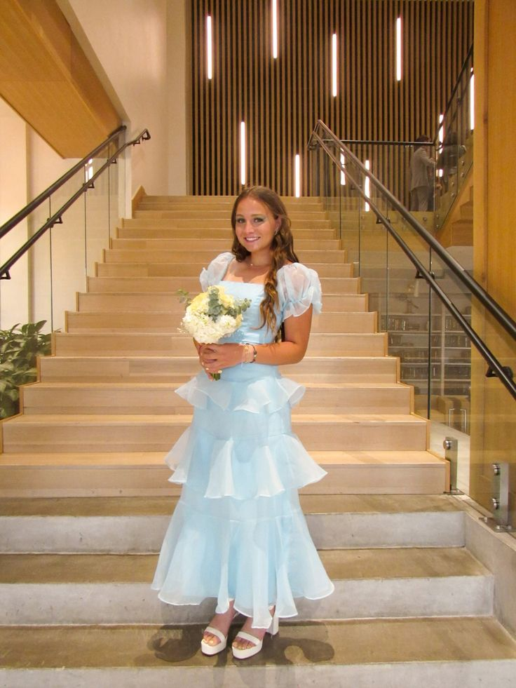 Elegant Blue A-Line Long Prom Dress with Ruffle Details - Perfect for Graduation, Homecoming & Formal Events | Style J5459